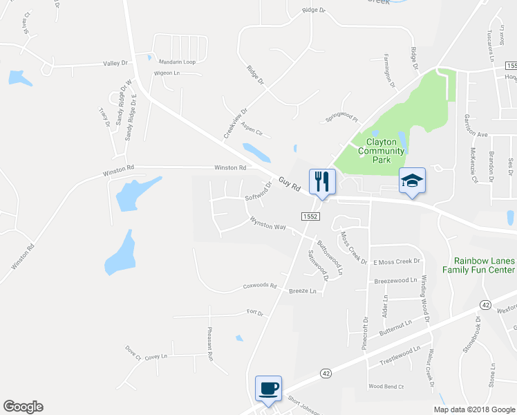 map of restaurants, bars, coffee shops, grocery stores, and more near 1008 Narcissus Court in Clayton