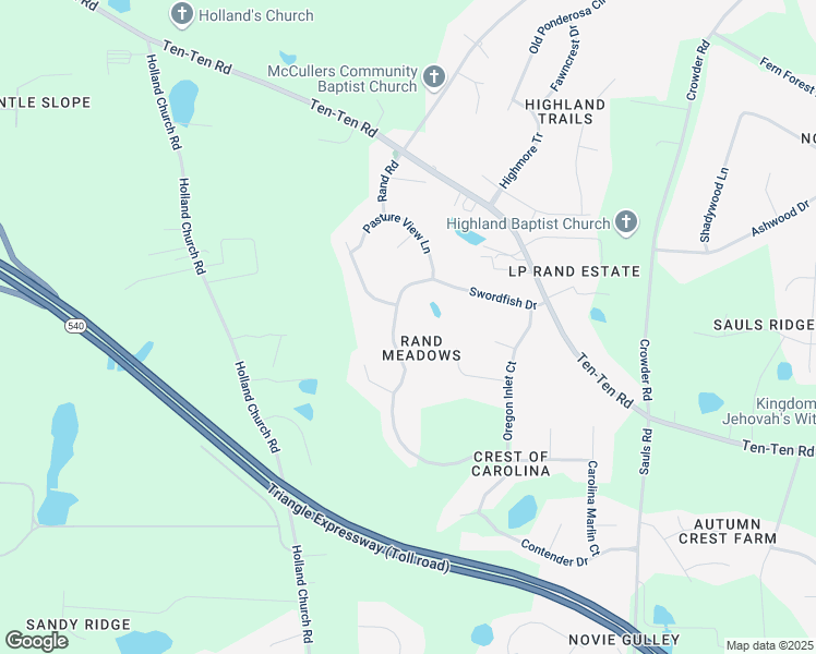 map of restaurants, bars, coffee shops, grocery stores, and more near 4757 Swordfish Drive in Raleigh