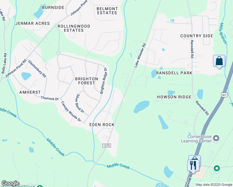 map of restaurants, bars, coffee shops, grocery stores, and more near 9609 Eden Trail in Fuquay-Varina