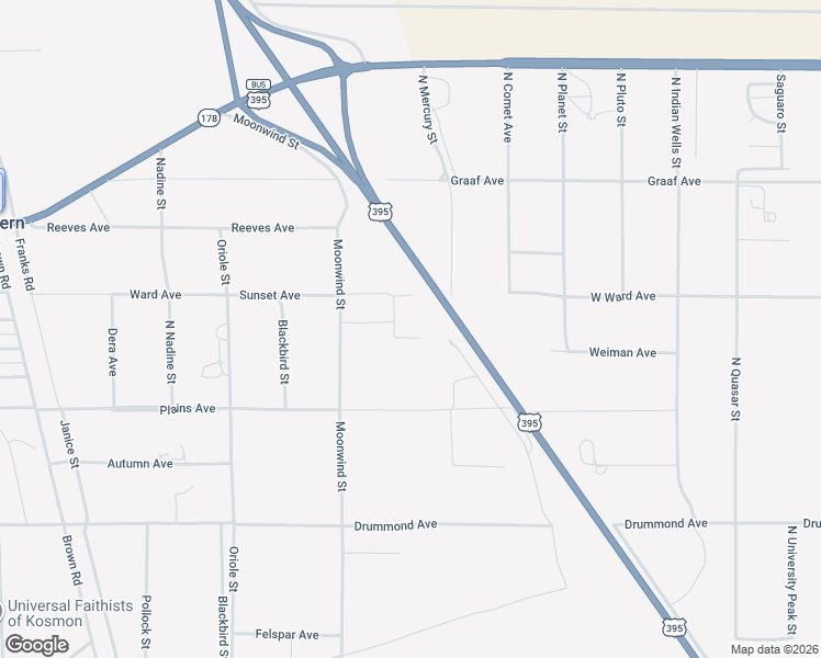 map of restaurants, bars, coffee shops, grocery stores, and more near 1226 SUN Street in Inyokern