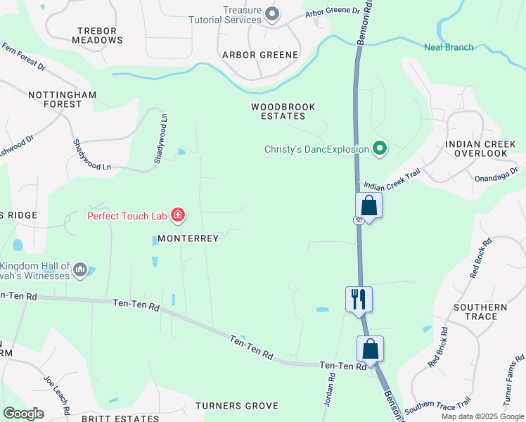 map of restaurants, bars, coffee shops, grocery stores, and more near 10517 Ten-Ten Road in Raleigh