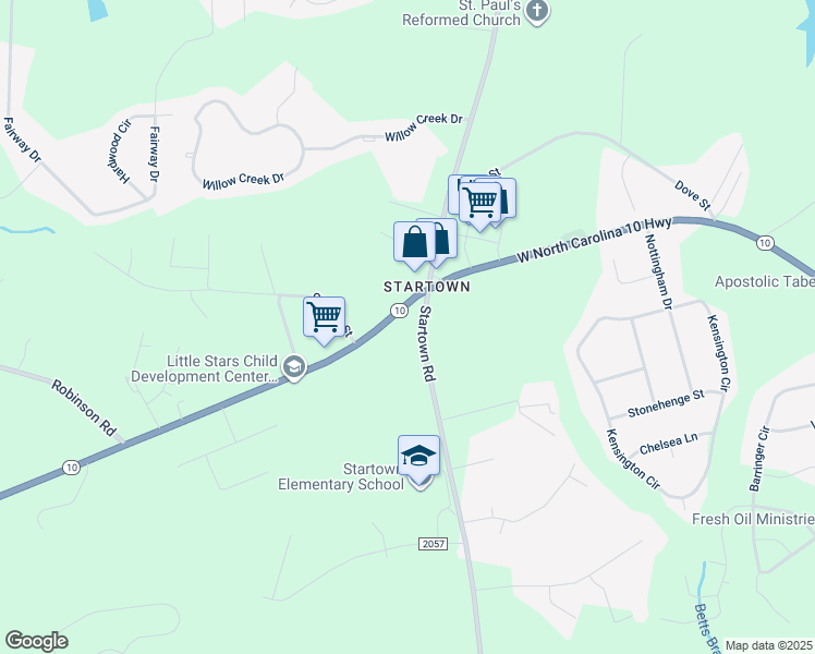 map of restaurants, bars, coffee shops, grocery stores, and more near 2495 West North Carolina 10 Highway in Newton