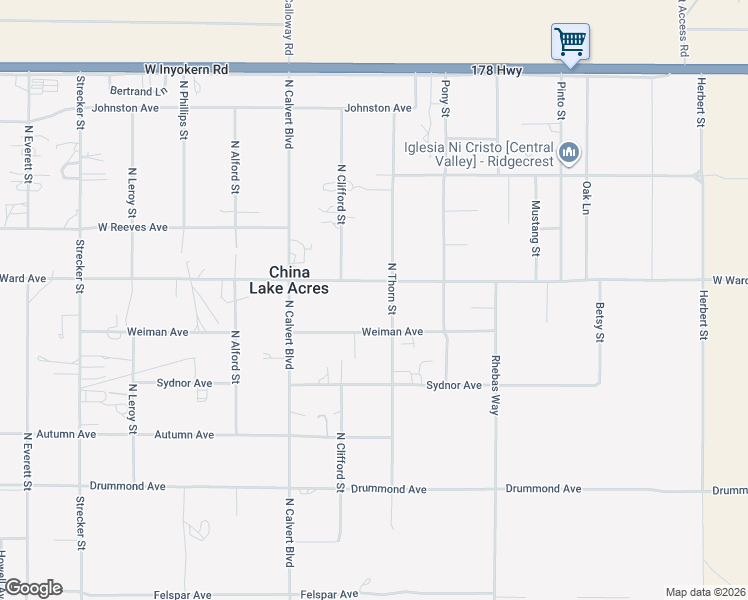 map of restaurants, bars, coffee shops, grocery stores, and more near 3913 West Ward Avenue in Ridgecrest