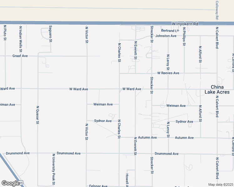 map of restaurants, bars, coffee shops, grocery stores, and more near 1249 North Charles Street in Ridgecrest