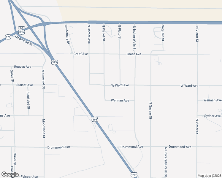 map of restaurants, bars, coffee shops, grocery stores, and more near 5447 West Ward Avenue in Ridgecrest