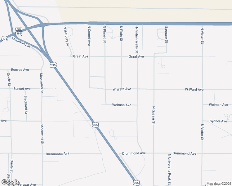 map of restaurants, bars, coffee shops, grocery stores, and more near 5447 West Ward Avenue in Ridgecrest