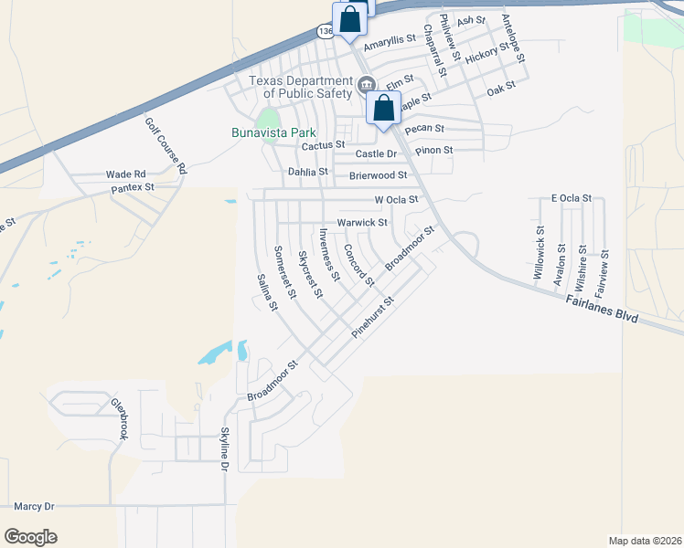 map of restaurants, bars, coffee shops, grocery stores, and more near 201-231 Inverness St in Borger
