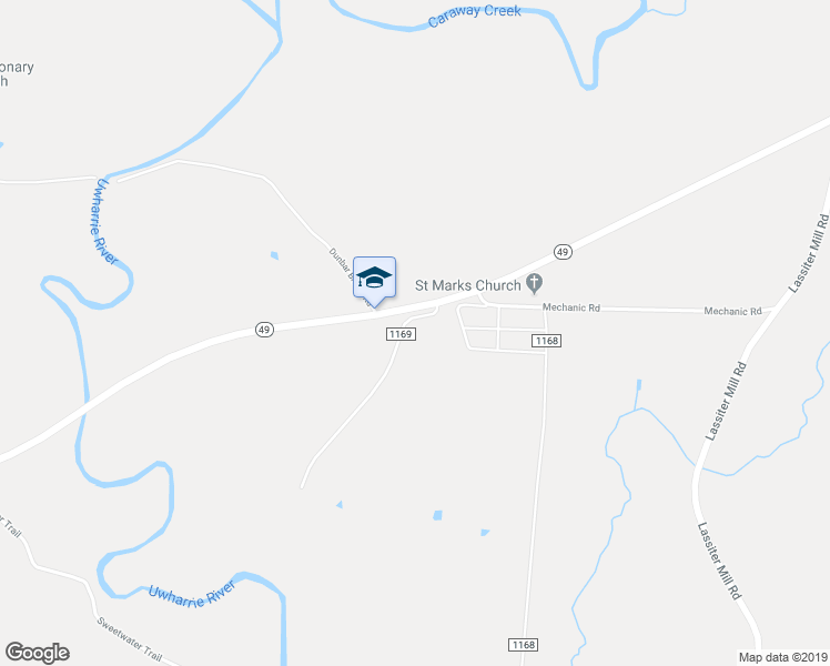 map of restaurants, bars, coffee shops, grocery stores, and more near 3055 Trotter Road in Asheboro