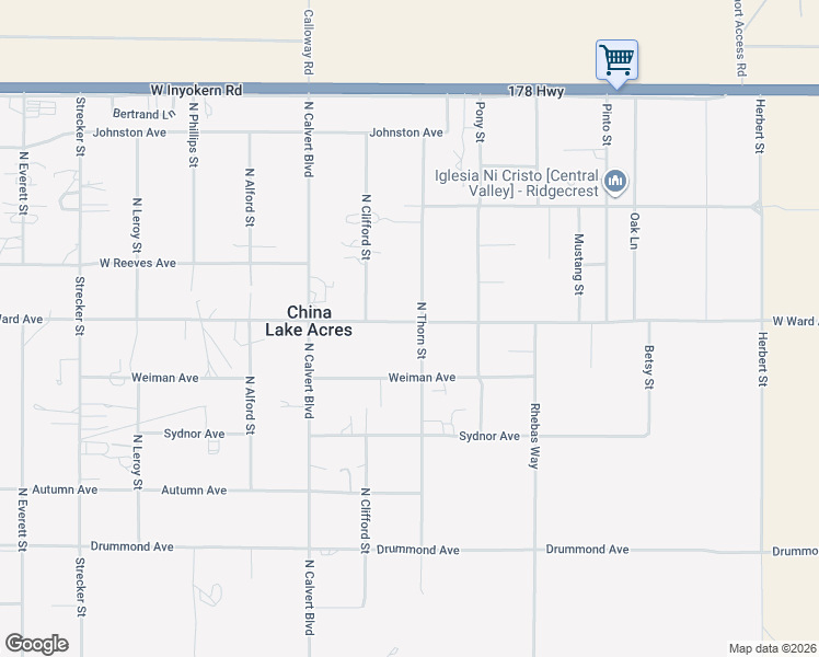 map of restaurants, bars, coffee shops, grocery stores, and more near 3913 West Ward Avenue in Ridgecrest