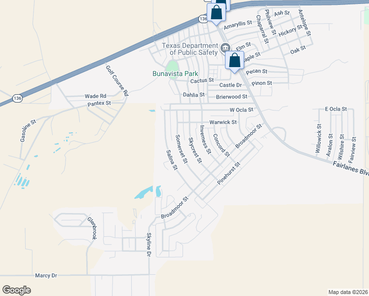 map of restaurants, bars, coffee shops, grocery stores, and more near 106-234 Skycrest St in Borger