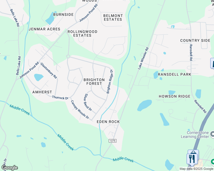 map of restaurants, bars, coffee shops, grocery stores, and more near 4558 Brighton Ridge Drive in Fuquay-Varina