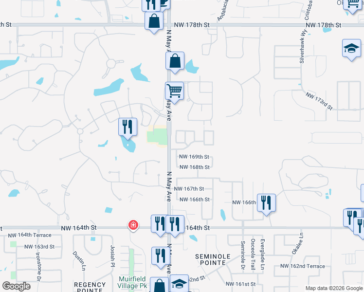 map of restaurants, bars, coffee shops, grocery stores, and more near 2828 Northwest 170th Court in Edmond