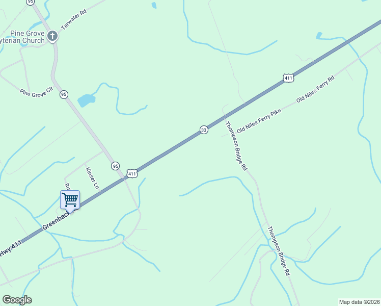 map of restaurants, bars, coffee shops, grocery stores, and more near 6399 U.S. 411 in Greenback