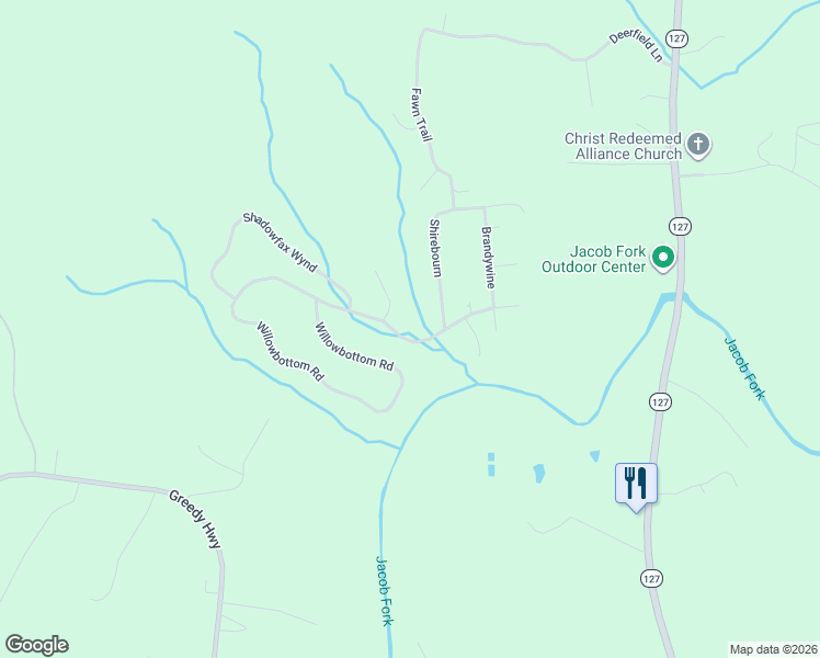 map of restaurants, bars, coffee shops, grocery stores, and more near 6054 Willowbottom Road in Hickory