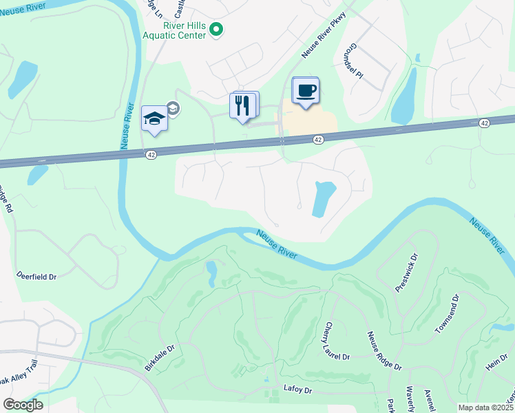 map of restaurants, bars, coffee shops, grocery stores, and more near 111 Jasmine Drive in Clayton