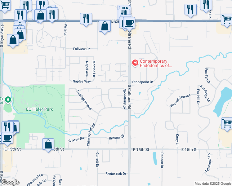 map of restaurants, bars, coffee shops, grocery stores, and more near 2709 Kenwood Court in Edmond