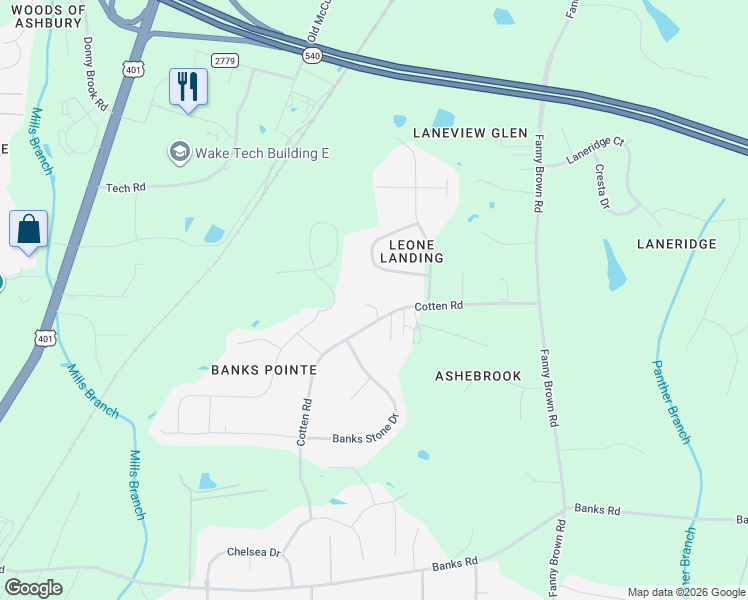map of restaurants, bars, coffee shops, grocery stores, and more near 3142 Cotten Road in Raleigh