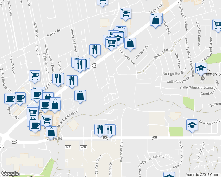 map of restaurants, bars, coffee shops, grocery stores, and more near 1522 Avenida de Las Americas in Santa Fe