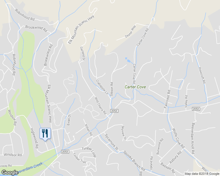 map of restaurants, bars, coffee shops, grocery stores, and more near 48 Gibson Road in Asheville