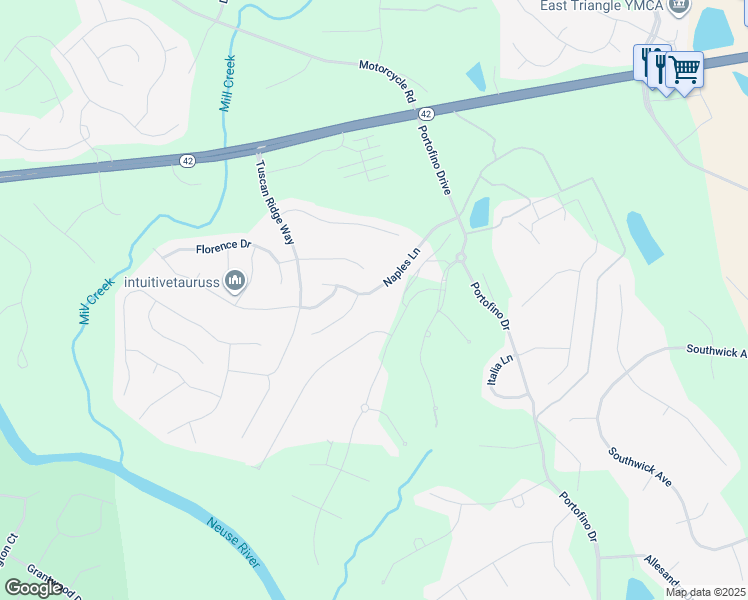 map of restaurants, bars, coffee shops, grocery stores, and more near 275 Naples Lane in Clayton