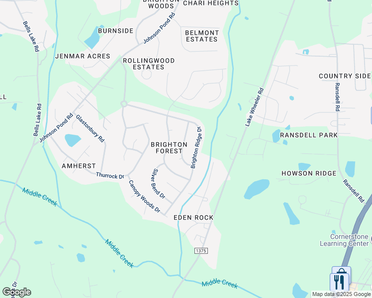 map of restaurants, bars, coffee shops, grocery stores, and more near 4558 Brighton Ridge Drive in Apex