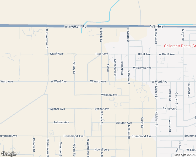 map of restaurants, bars, coffee shops, grocery stores, and more near 1311 North Brady Street in Ridgecrest