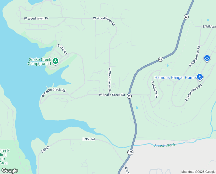map of restaurants, bars, coffee shops, grocery stores, and more near 18970 West Snake Creek Road in Cookson