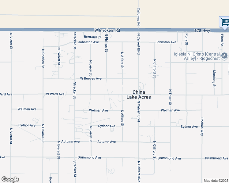 map of restaurants, bars, coffee shops, grocery stores, and more near 4230 West Ward Avenue in Ridgecrest