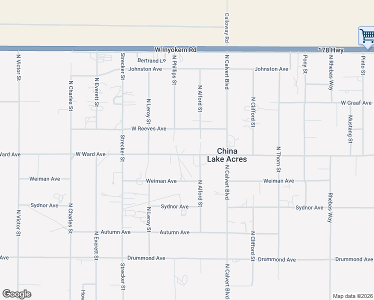 map of restaurants, bars, coffee shops, grocery stores, and more near 4230 West Ward Avenue in Ridgecrest