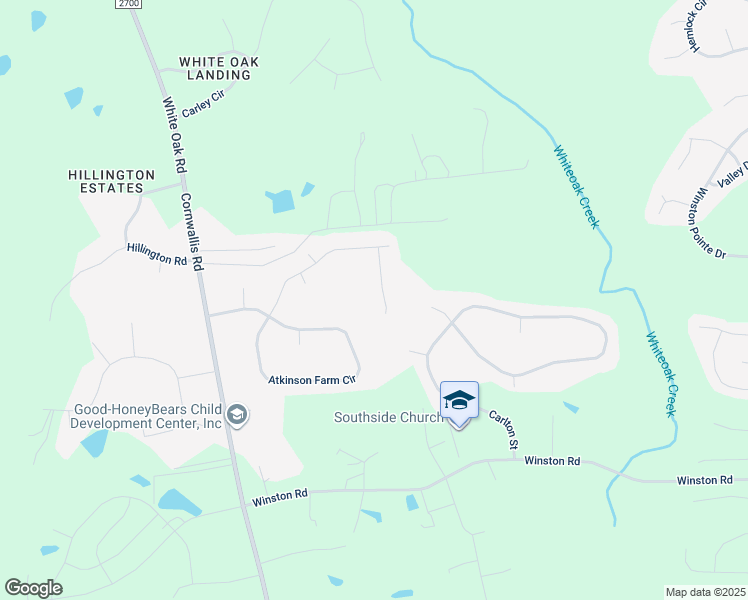 map of restaurants, bars, coffee shops, grocery stores, and more near 825 Rainer Court in Garner