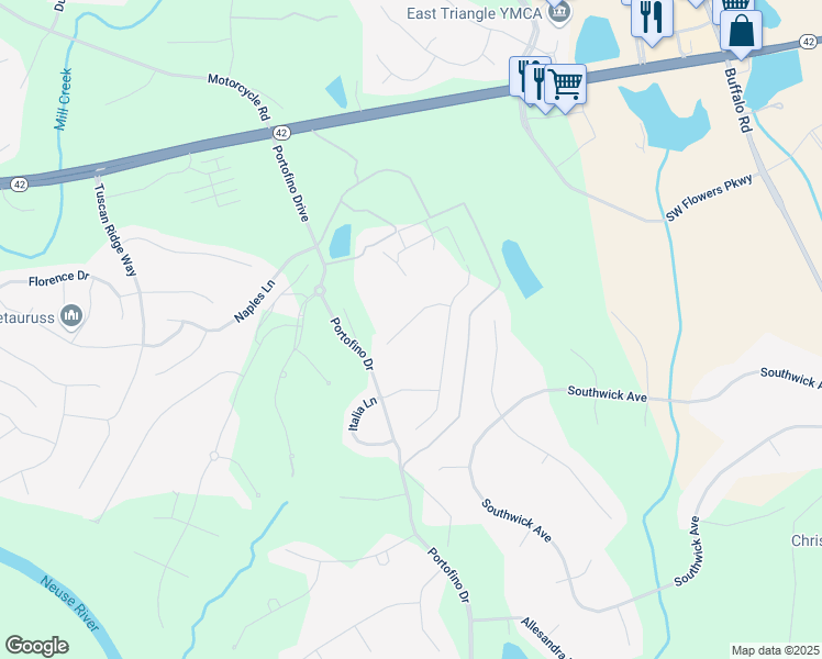 map of restaurants, bars, coffee shops, grocery stores, and more near in Clayton