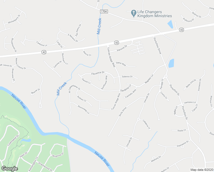 map of restaurants, bars, coffee shops, grocery stores, and more near 107 Sunflower Way in Clayton
