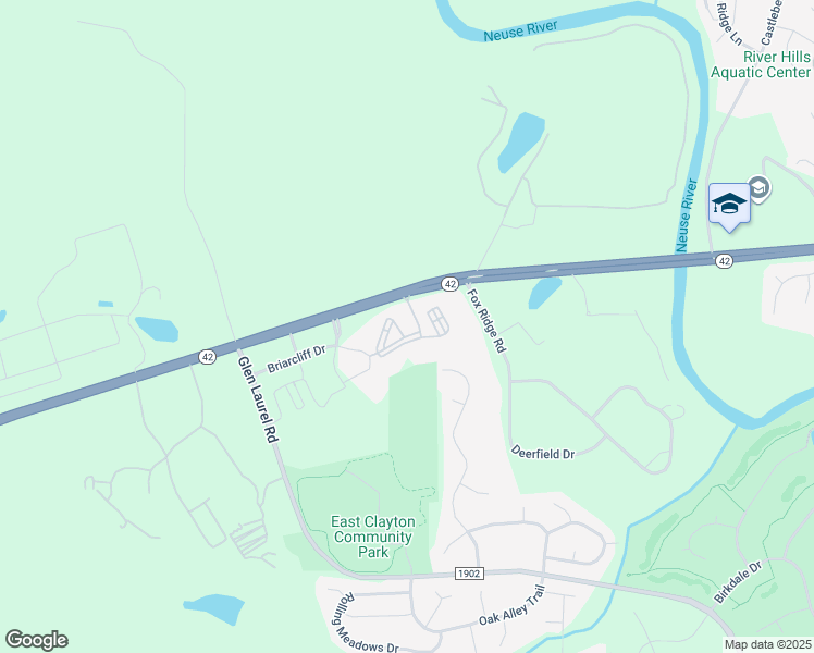 map of restaurants, bars, coffee shops, grocery stores, and more near 20 Pine Hall Drive in Clayton