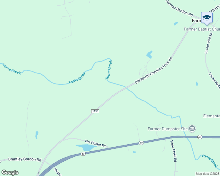 map of restaurants, bars, coffee shops, grocery stores, and more near 6586 Old Nc Highway 49 in Denton