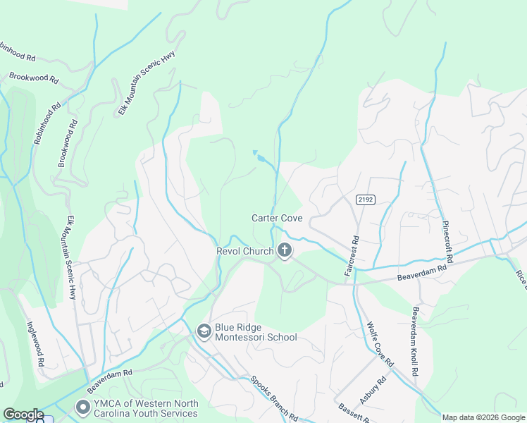 map of restaurants, bars, coffee shops, grocery stores, and more near 15 Beaver Creek Lane in Asheville