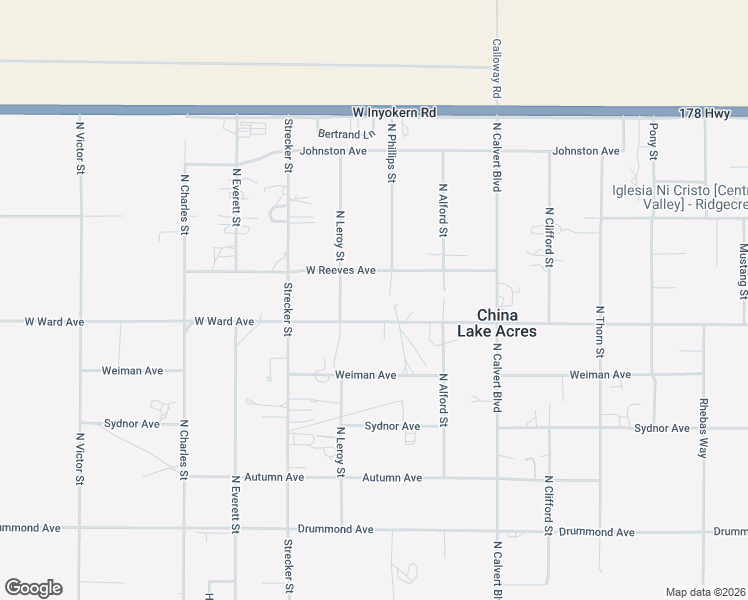 map of restaurants, bars, coffee shops, grocery stores, and more near 4257 West Reeves Avenue in Ridgecrest