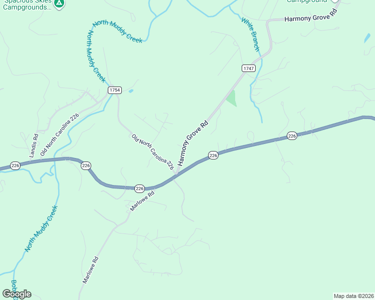 map of restaurants, bars, coffee shops, grocery stores, and more near 6921 Harmony Grove Road in Nebo