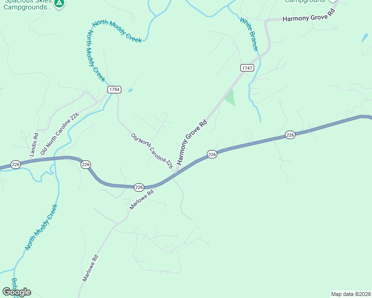 map of restaurants, bars, coffee shops, grocery stores, and more near 6921 Harmony Grove Road in Nebo