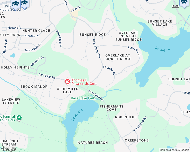 map of restaurants, bars, coffee shops, grocery stores, and more near 5108 Salem Ridge Road in Holly Springs