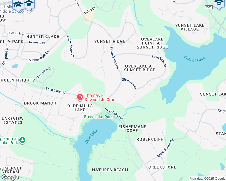 map of restaurants, bars, coffee shops, grocery stores, and more near 5116 Salem Ridge Road in Holly Springs