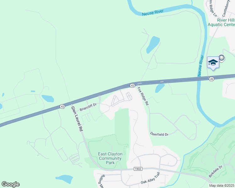 map of restaurants, bars, coffee shops, grocery stores, and more near 1430 North Carolina 42 in Clayton