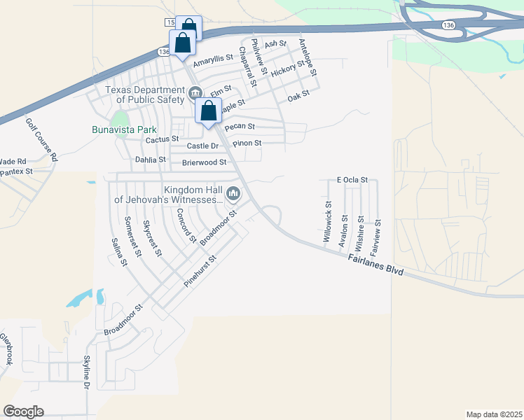 map of restaurants, bars, coffee shops, grocery stores, and more near 32 Adobe Trail in Borger