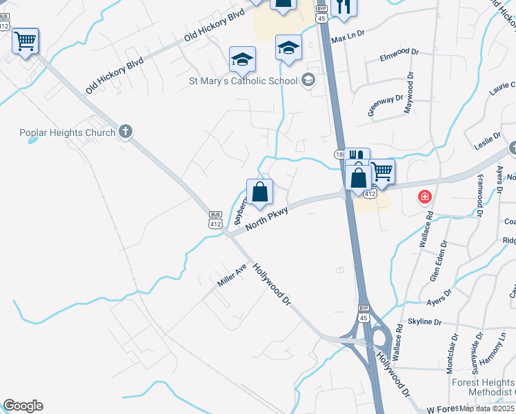map of restaurants, bars, coffee shops, grocery stores, and more near 14 Angela Cove in Jackson