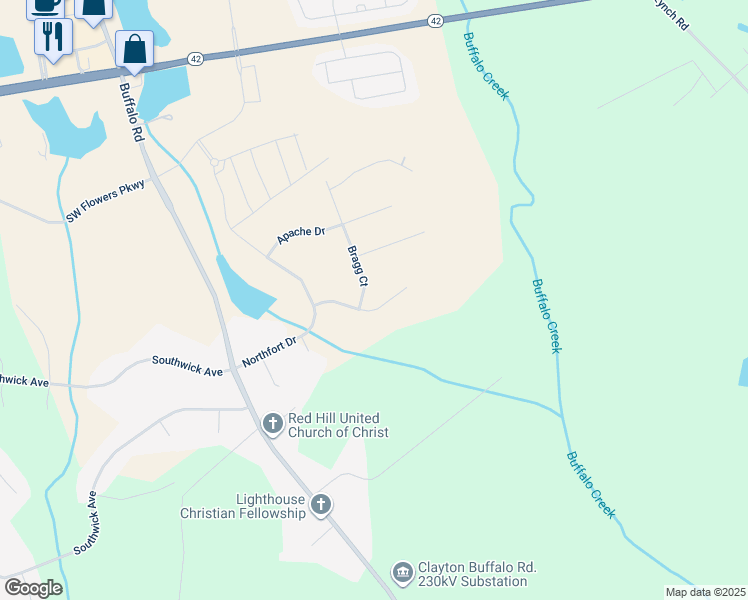 map of restaurants, bars, coffee shops, grocery stores, and more near 175 Benning Circle in Clayton