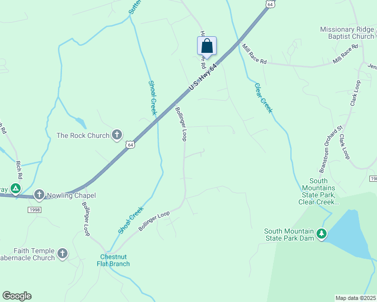 map of restaurants, bars, coffee shops, grocery stores, and more near 5843 Bollinger Loop in Morganton