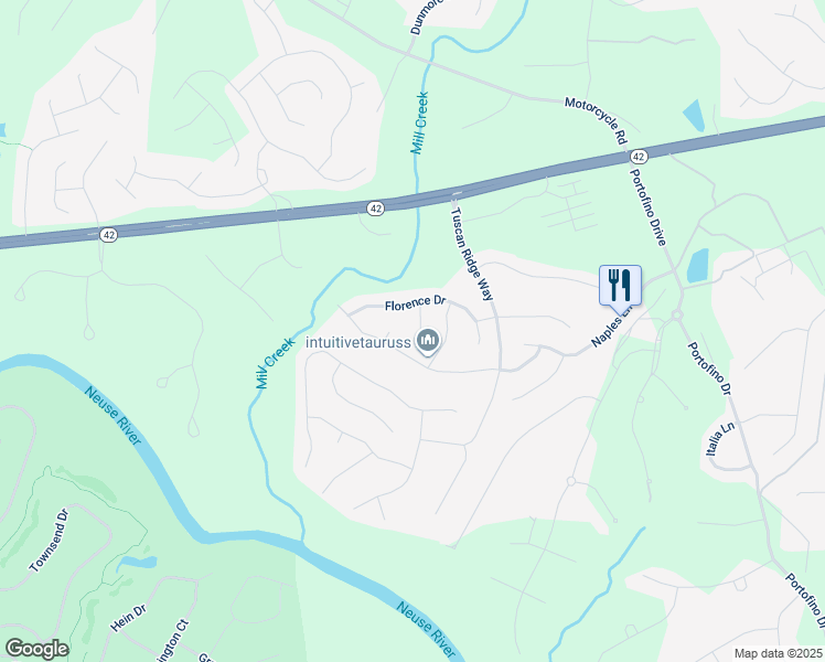 map of restaurants, bars, coffee shops, grocery stores, and more near 66 Marsala Drive in Clayton