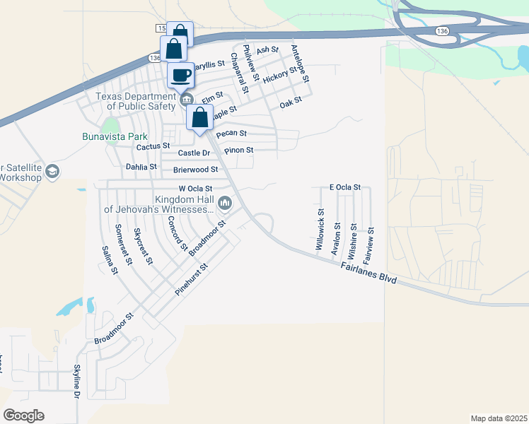 map of restaurants, bars, coffee shops, grocery stores, and more near 37 Adobe Trail in Borger