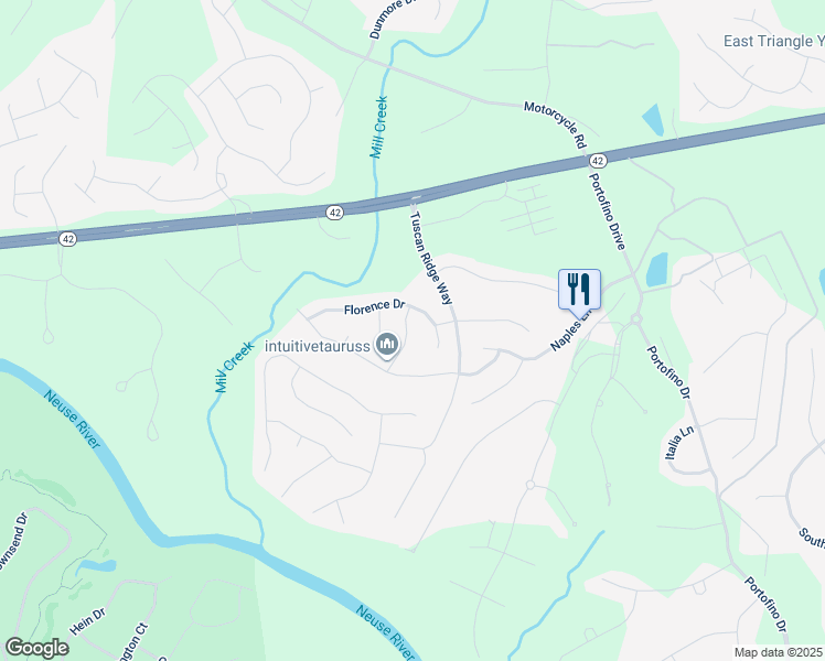 map of restaurants, bars, coffee shops, grocery stores, and more near 55 Sunflower Way in Clayton