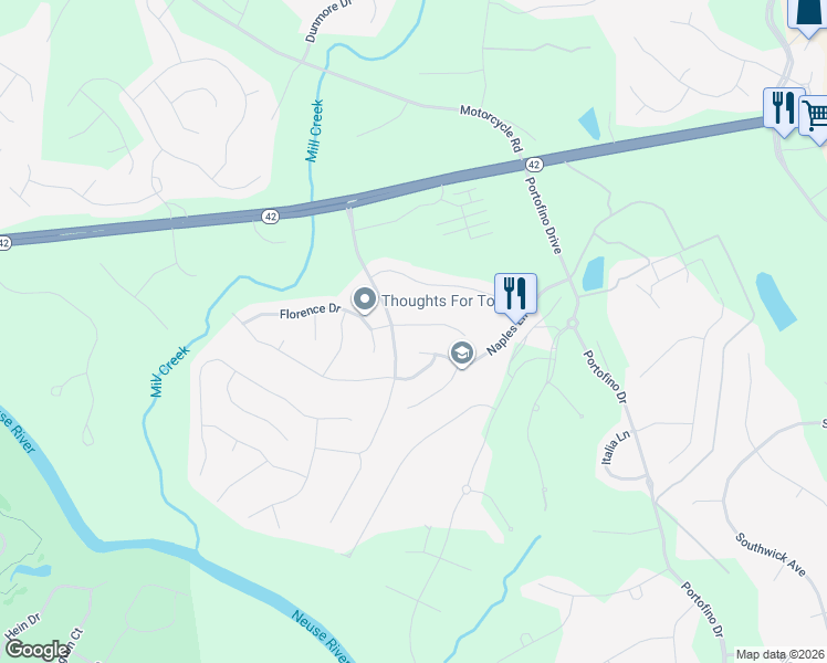map of restaurants, bars, coffee shops, grocery stores, and more near 48 Salerno Drive in Clayton