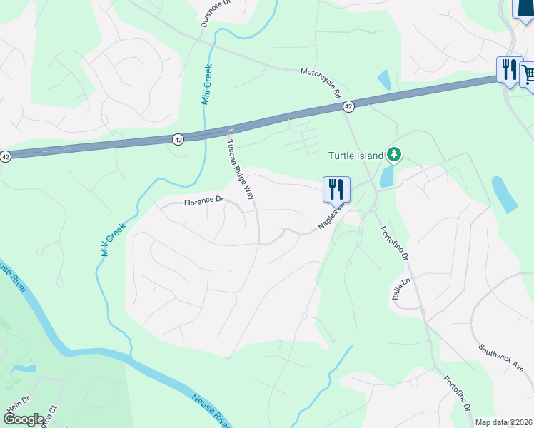 map of restaurants, bars, coffee shops, grocery stores, and more near 48 Salerno Drive in Clayton